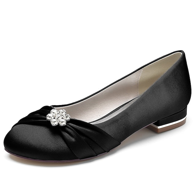 with Flats Light Women's Satin Wedding Rhinestone Blue