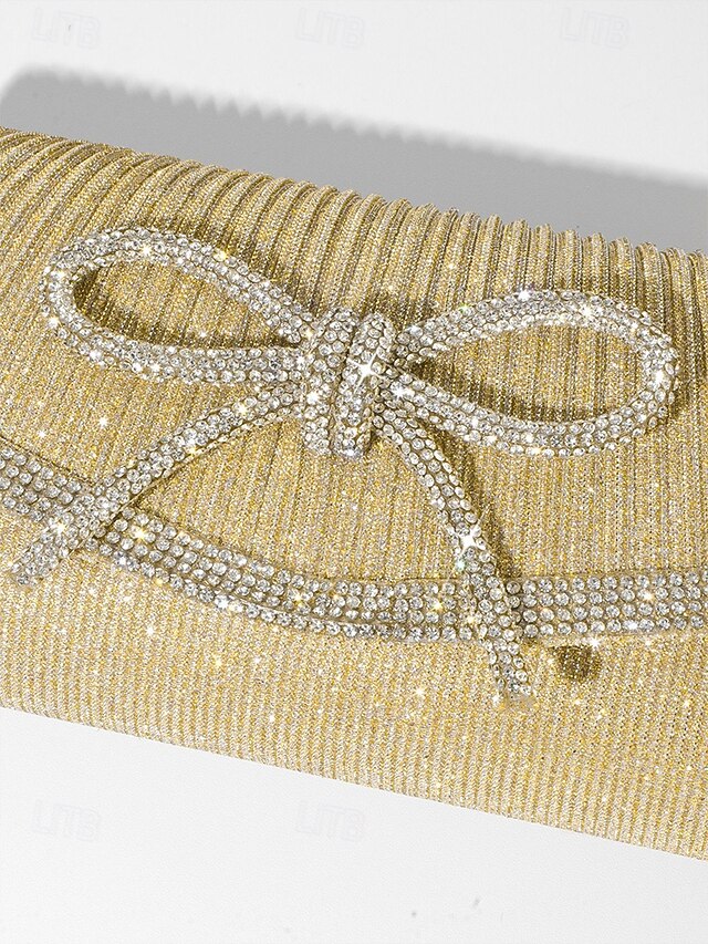 Blue Rhinestone Glitter Accent with Clutch Purse Bow