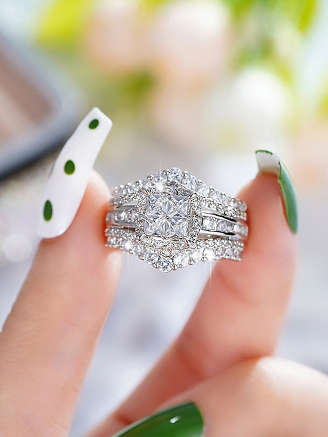 Ring Wedding Cubic Luxury with Set Zirconia