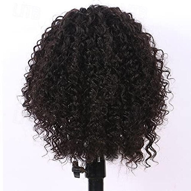 Curly Full Machine Made Scalp Top Wig With Bangs Scalp Top Kinky