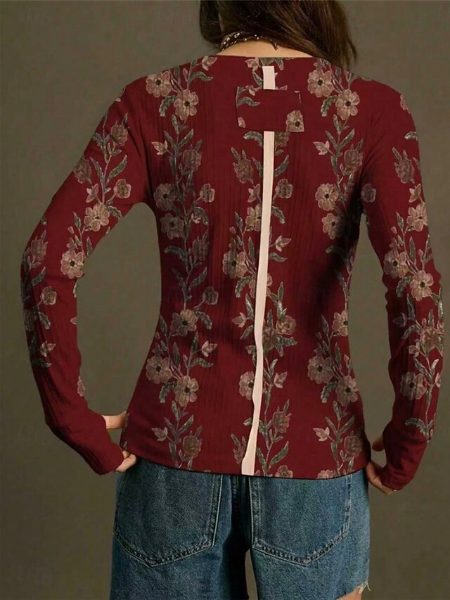 Women's Blouse Print Floral Vintage Stylish Casual Long