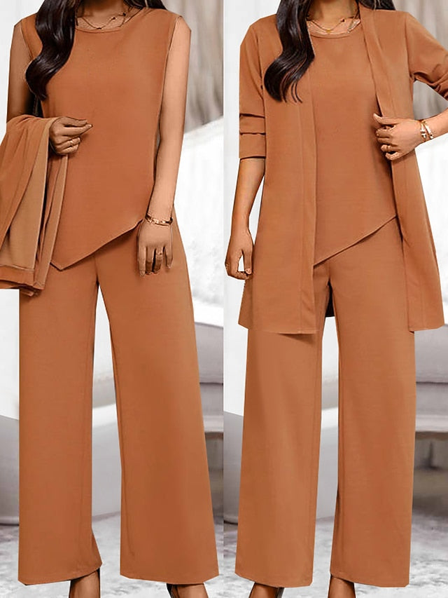 Women's Loungewear Sets 3 Pieces Pure Color Fashion Casual
