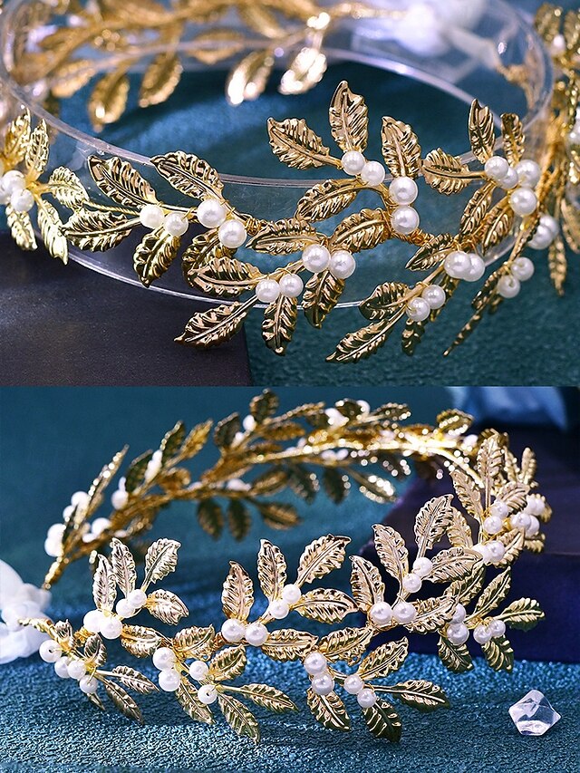 – Gold Elegant Bridal Accents Belt Pearl with Leaf