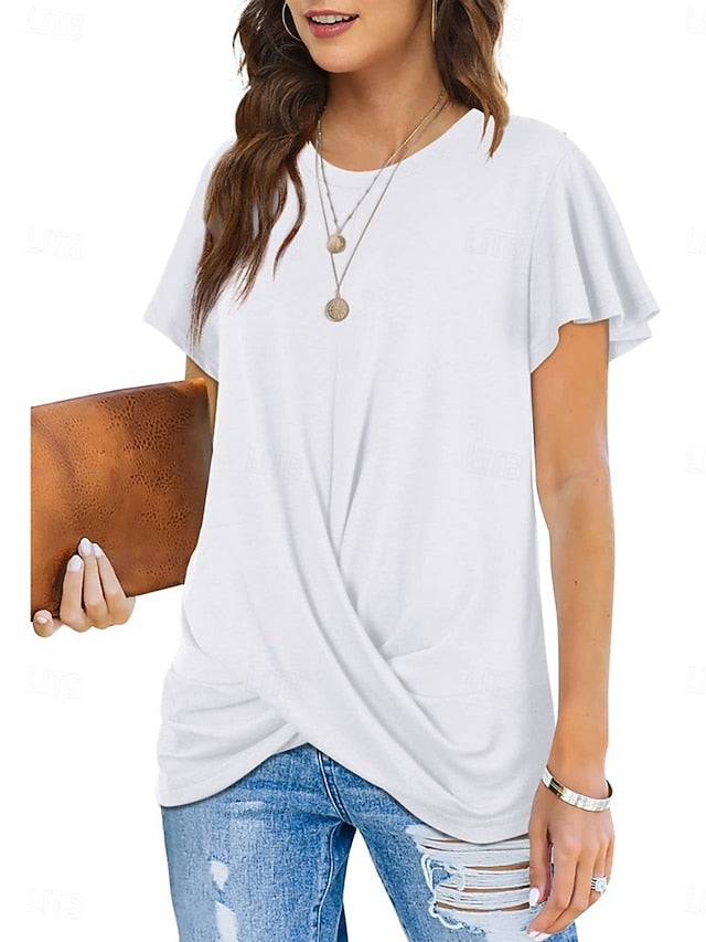 Women's T Shirt Solid Color Plain Classic Modern Casual