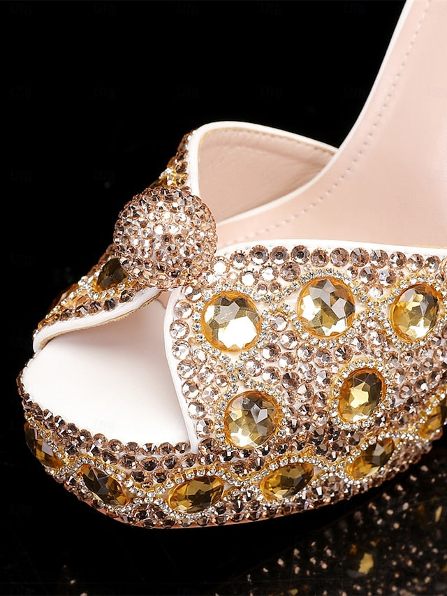 Glamorous Crystal-Embellished Women's with Sandals Platform