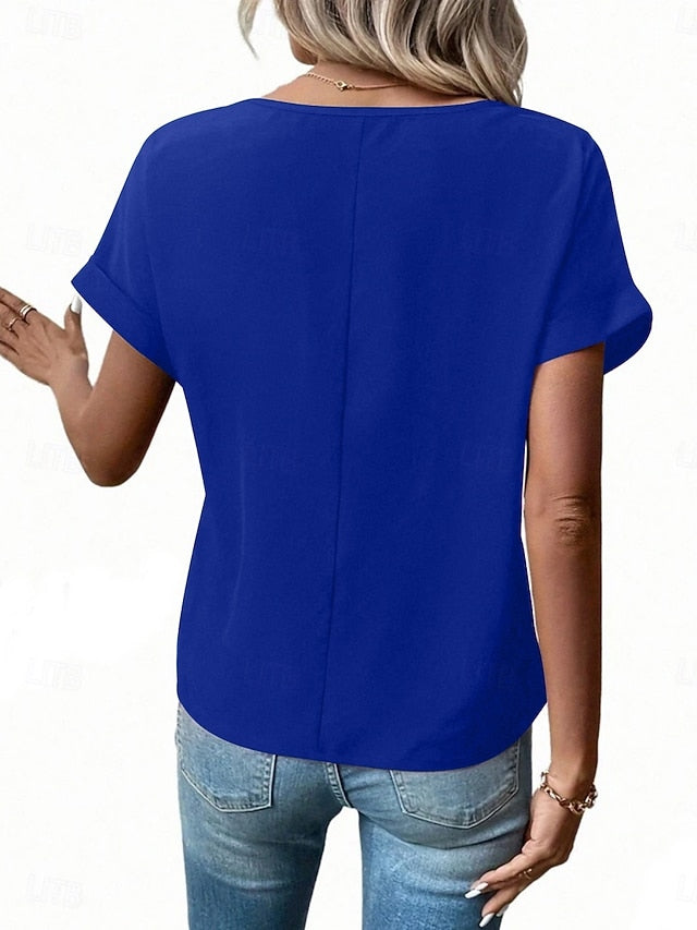 Women's T Shirt Tee Top Zipper Plain Fashion Stylish