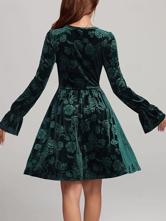 Women's Midi Dress Velvet Dress Cocktail Dress Elegant