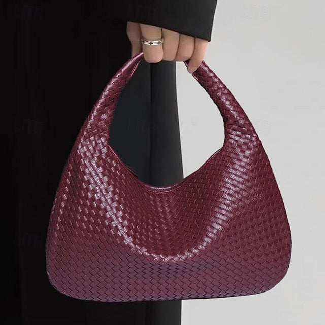 Hobo Leather Burgundy Women's Bag – Woven Faux Chic