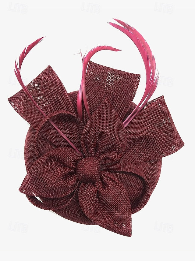 Women's Fascinator and Feather Bow Hat Green Accents with