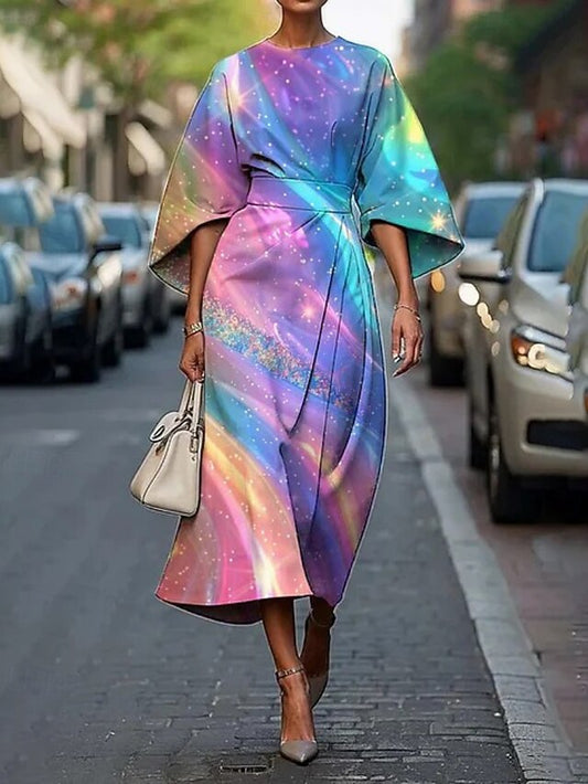 Women's Midi Dress Floral Dress Print Dress Elegant Fashion