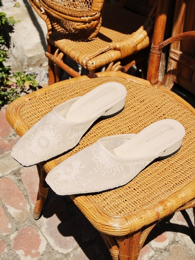 White Mesh Lace Elegant Flats Women's Sheer – Ballet