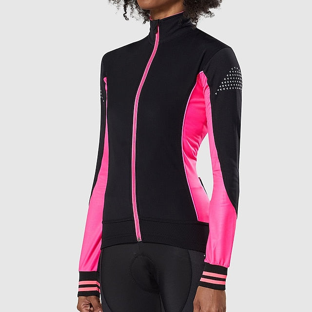 Women's Cycling Jersey Color Block Long Sleeve Bike Jersey