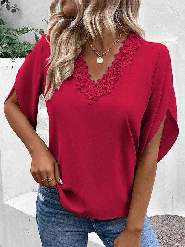 Women's Blouse Print Plain Active Casual 3/4 Length Sleeve