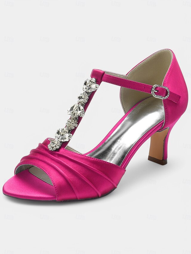 Satin White Bridal Detail Crystal Heels Open-Toe with –