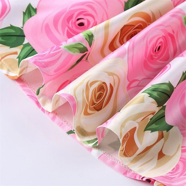 Party Floral Sleeve Kids Girls' Short Dress Flower