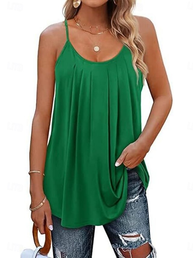 Multi Packs 2pcs Women's Scoop Neck Sleeveless Green+Black
