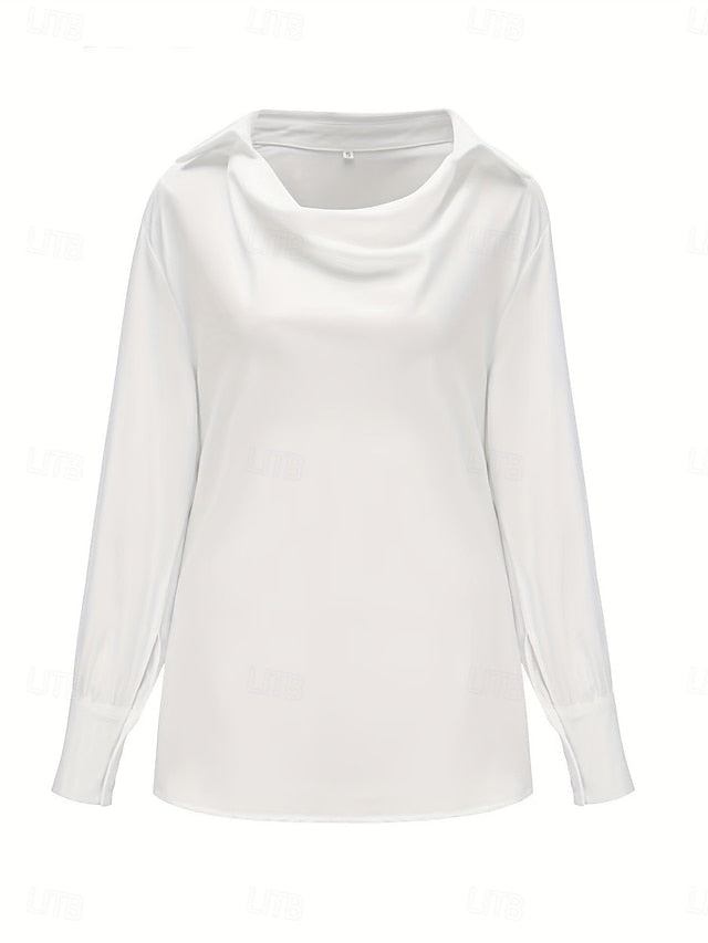 Women's Shirt Elegant Dressy Satin Top Solid Color Basic