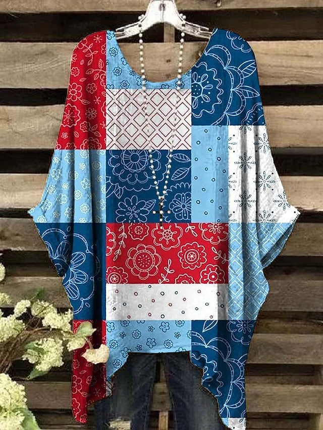 Women's Boho Shirt Print Floral Graphic Geometric Elegant