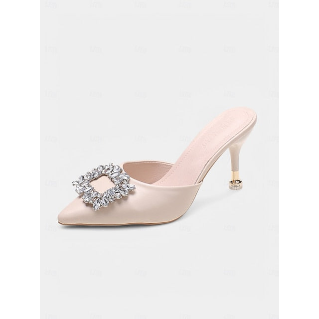 Pointed Light Women's Crystal Blue with Mules Buckle Toe
