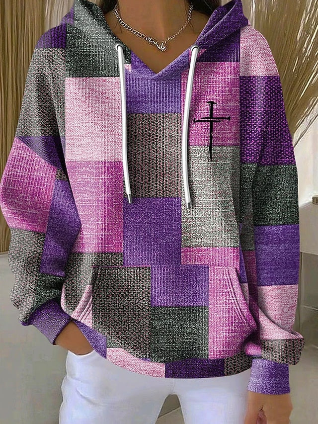 Women's Pullover Hoodie Sweatshirt Graphic Geometric Warm
