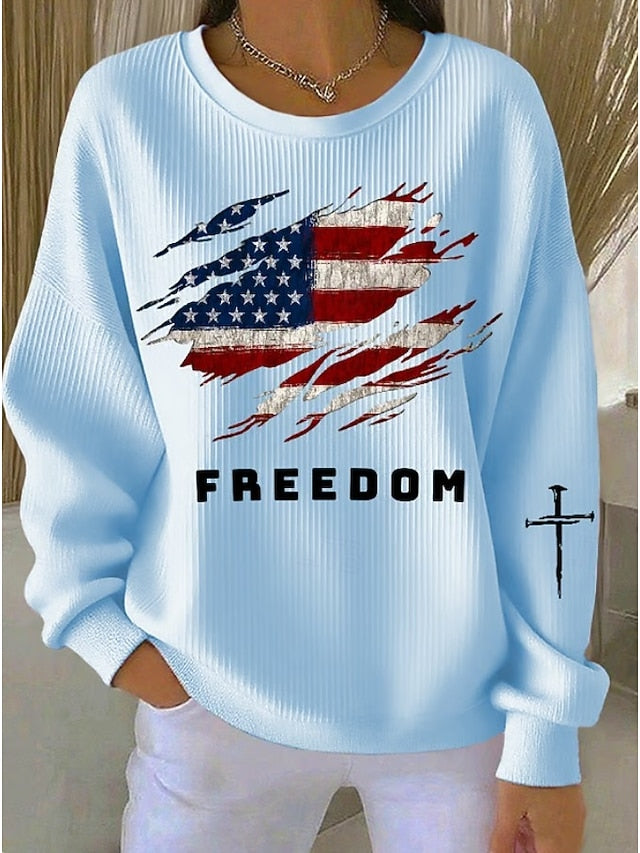 Independence Day Patriotic Shirt Women's Textured Pullover