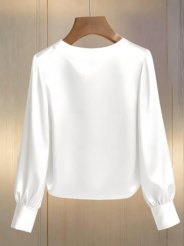 Women's Blouse Beaded Solid Color Elegant Stylish Long