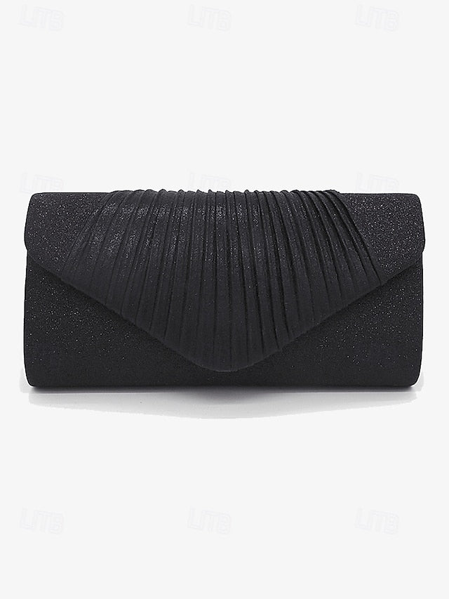 Clutch – with Evening Design Champagne Bag Pleated Glitter