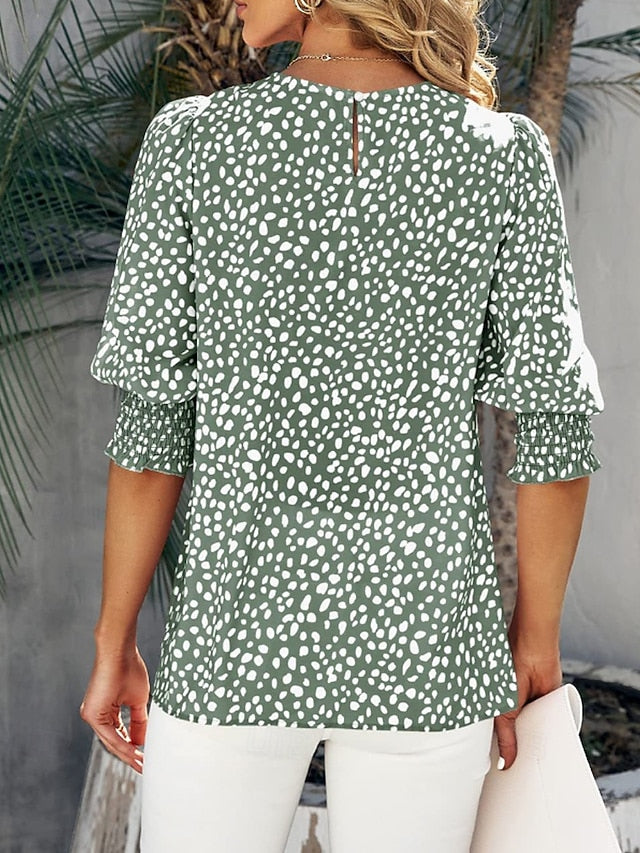 Women's T Shirt Tee Top Print Floral Casual Half Sleeve