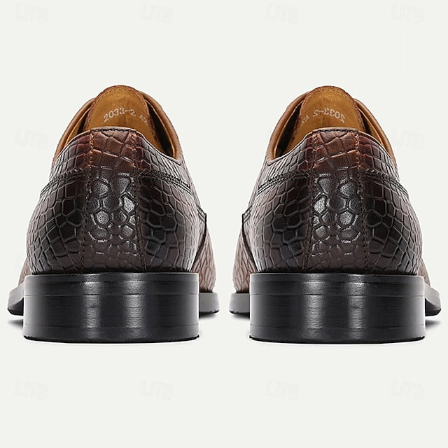 Shoes Oxford Leather Crocodile – Genuine Elegant Print Men’s