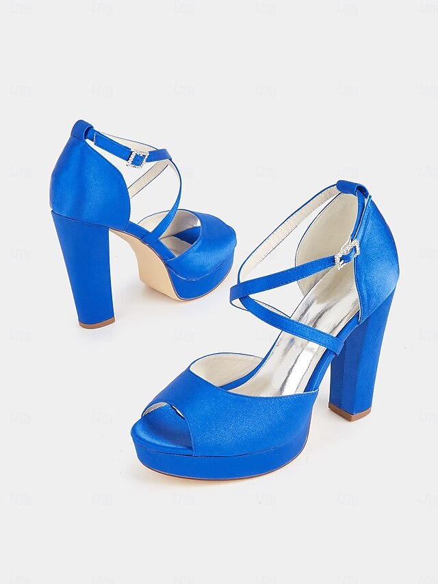 Satin High Heel and with Peep Women's Toe Platform Sandals