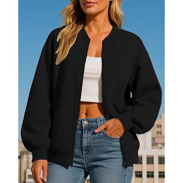 Women's Zip Up Sweatshirt Lounge Top Long Sleeve Top