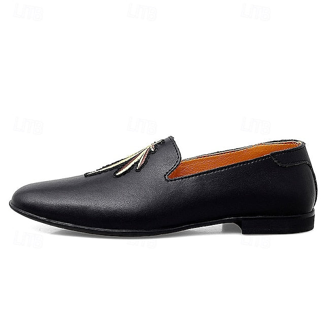 Faux Leather Loafers with Feather - Prom Men's White Shoes
