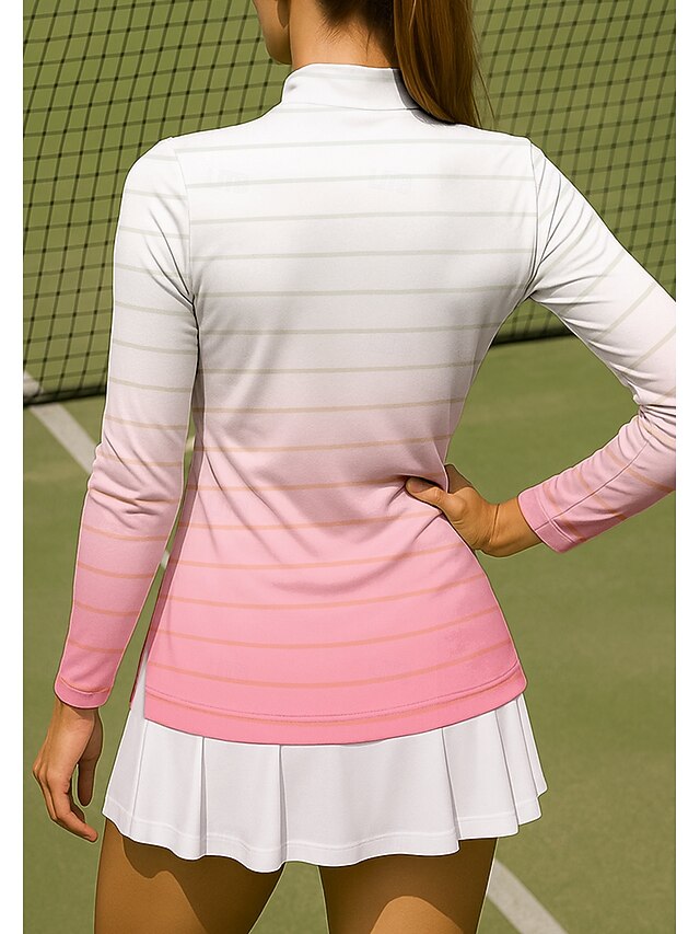 Women's Gradient Stripes Sport Shirt Golf Polo Shirt Tennis
