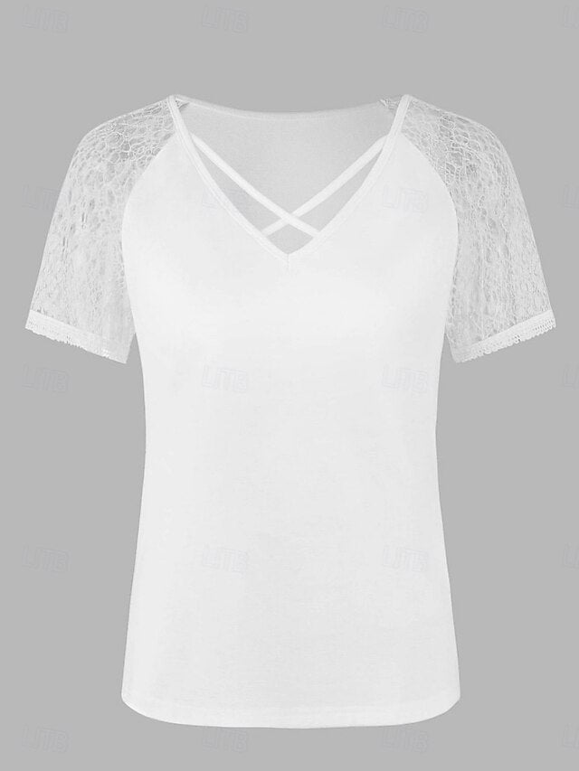 Women's Shirt Blouse Lace Tops Lace Plain Stylish Classic