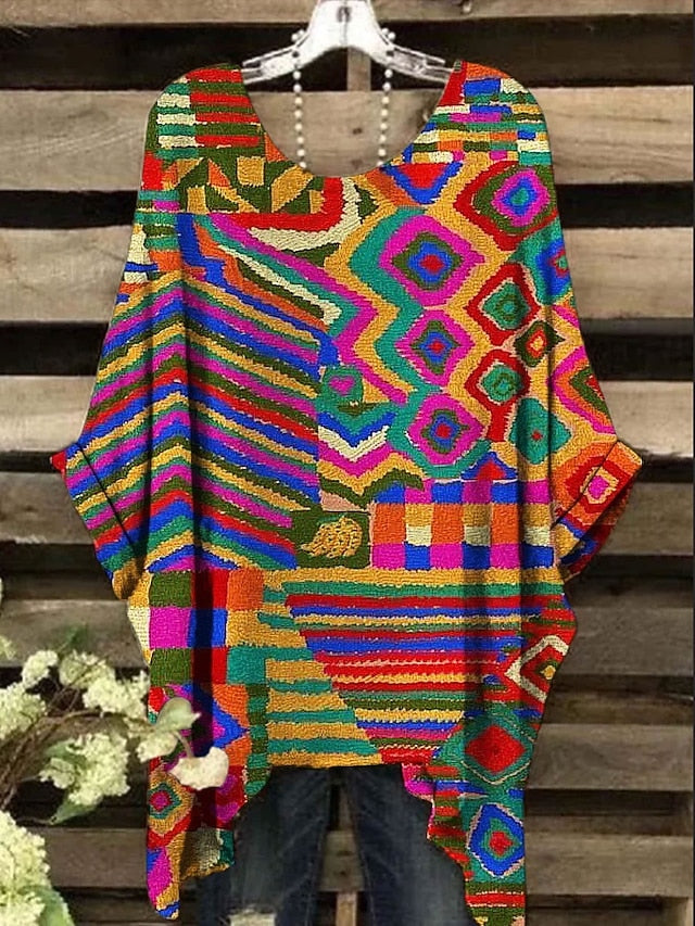 Women's Boho Shirt Print Floral Graphic Geometric Elegant