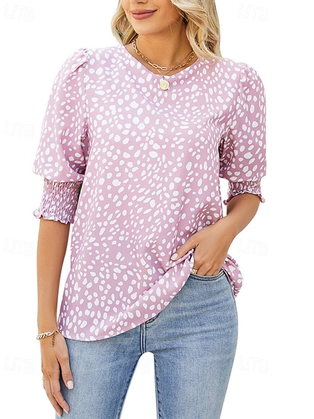 Women's T Shirt Tee Top Print Floral Casual Half Sleeve
