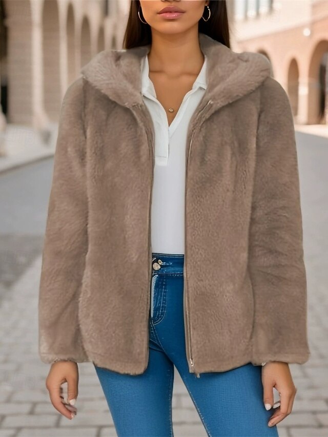 Zipper Casual Jacket Women's Warm Comfortable Pocket