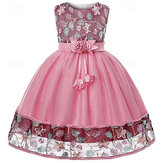 3D Dress Flower Girls' Girl Sleeveless Party