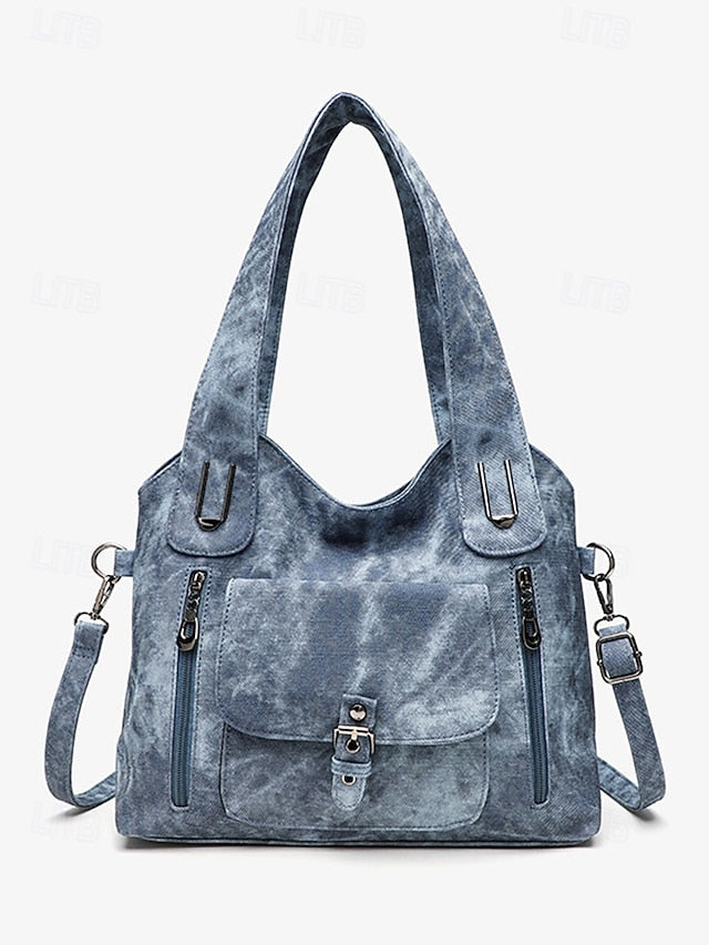 Women's Vintage Faux Leather Shoulder Tote Bag, Large