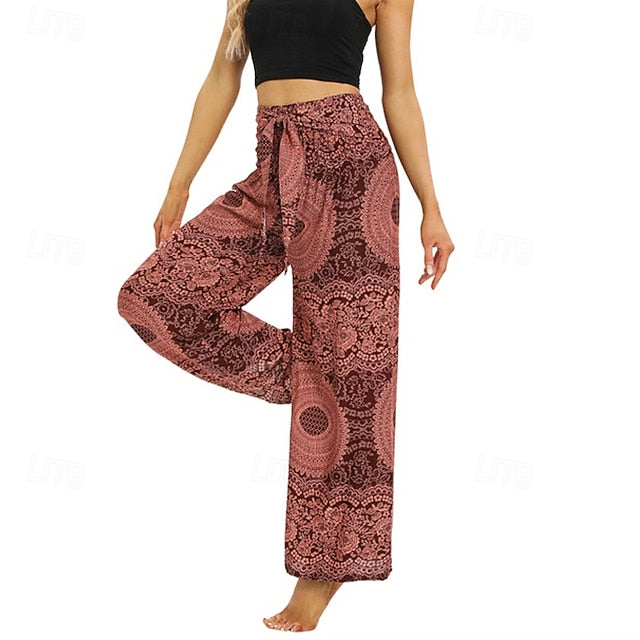 Women's Wide Leg Pants Trousers Casual Boho Full Length