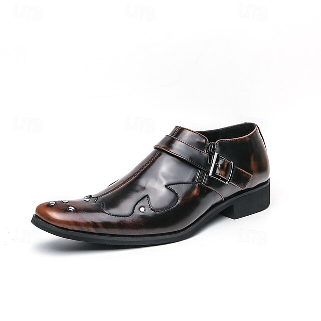 Strap Shoes Leather Men's – Formal Monk Black
