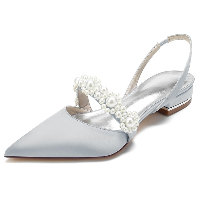 White Pearl Women's Elegant Satin Shoes with
