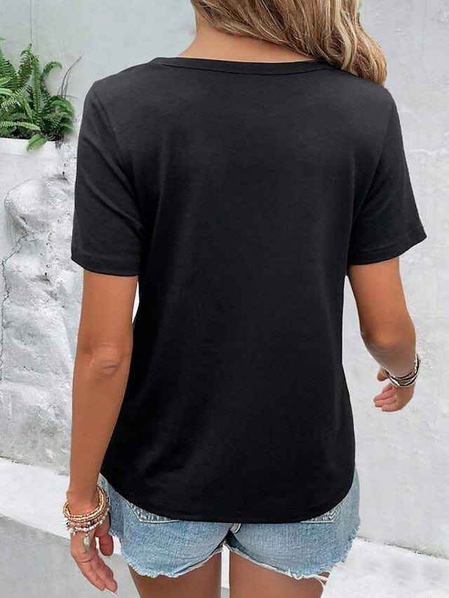 Women's T Shirt Tee Top Cut Out Plain Fashion Stylish