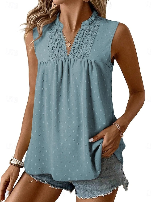Women's T Shirt Tee Top Lace Patchwork Plain Fashion