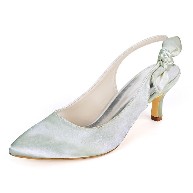 White Toe - Pointed Bow Tie for with Women Heels Slingback
