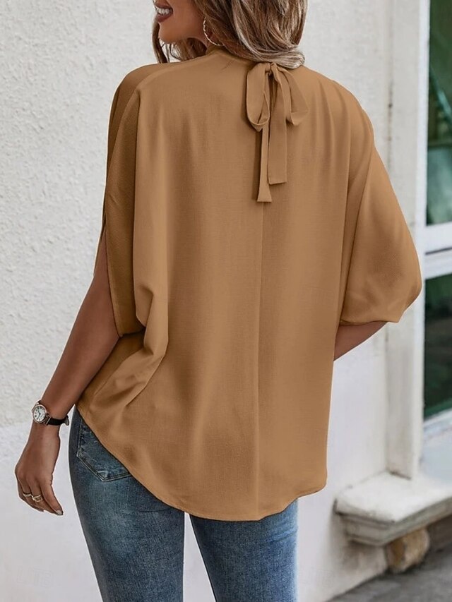 Women's Shirt Blouse Chiffon Tops Plain Stylish Classic
