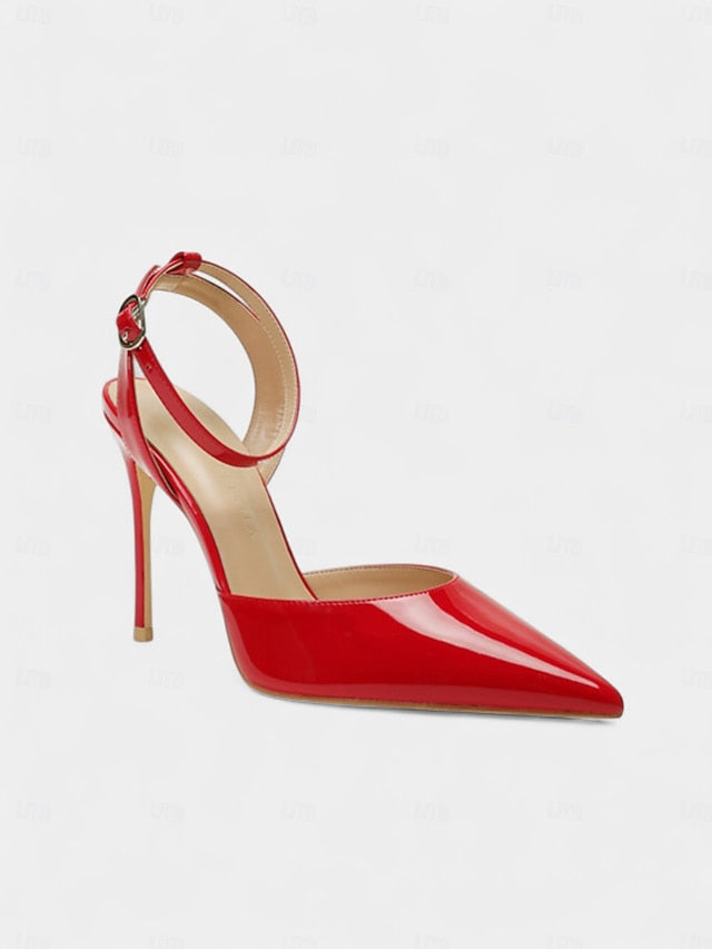 Stiletto Leather Heels Patent Nude Women's Slingback -