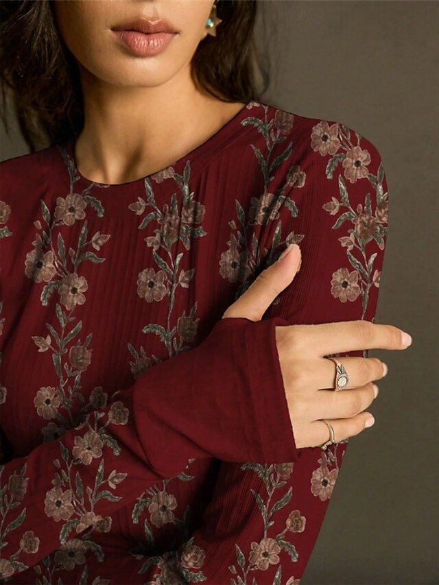 Women's Blouse Print Floral Vintage Stylish Casual Long