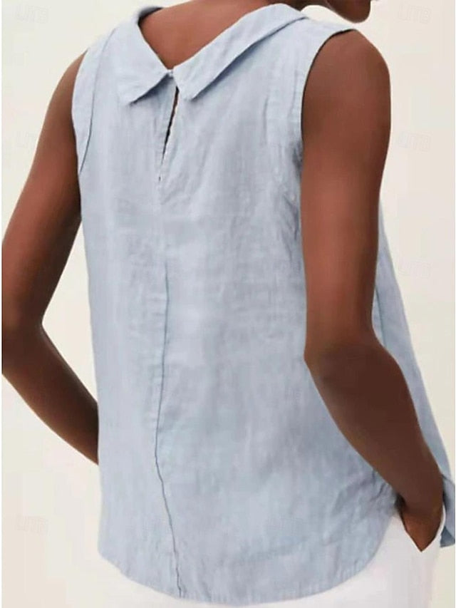 Women's Camisole Tank Top Cotton Linen Shirts Cotton Linen