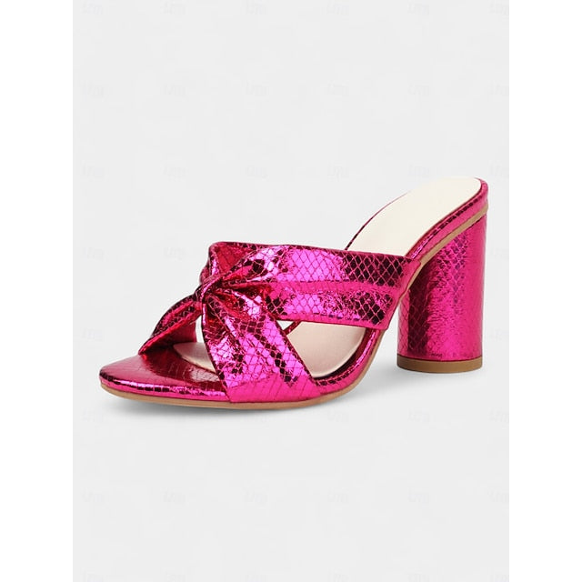 Design – Mules Women's Pink Bridal with Bow Metallic